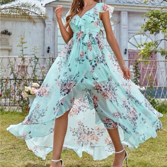 Floral print belted wrap dress - Picture 3 of 5